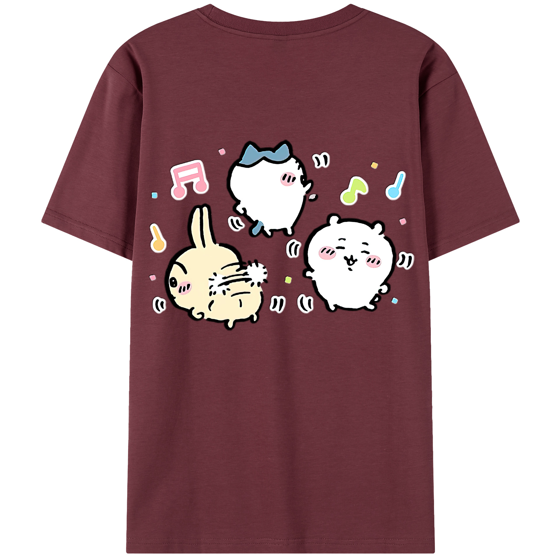 （画像用） ちいかわ うさぎ Chii-kawa usagi 綿100％半袖Tシャツ（背面プリント）